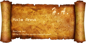 Halm Anna névjegykártya